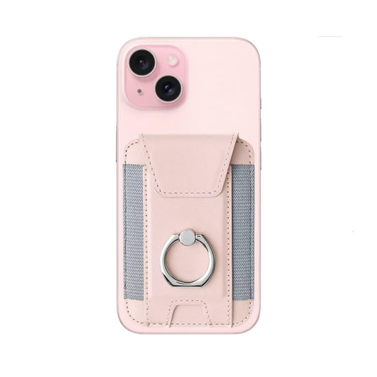 UPEWEFI for Magsafe Wallet, Slim Magnetic Card Wallet with Grip, 7 Cards Holder RFID Blocking, Ring Stand Stick on Wallet with Privacy Flap(Pink)