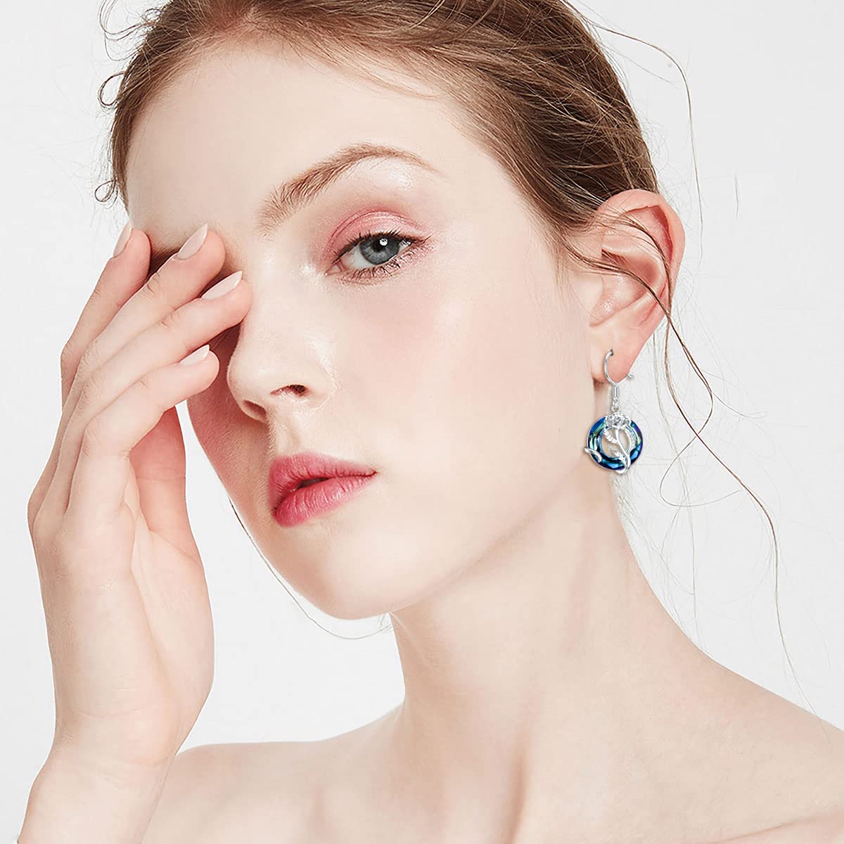 TOUPOP August Birth Flower Earrings Poppy Drop Dangle Earrings Blue Crystal Jewelry Birthday Mothers Day Gifts for Women Mom Her