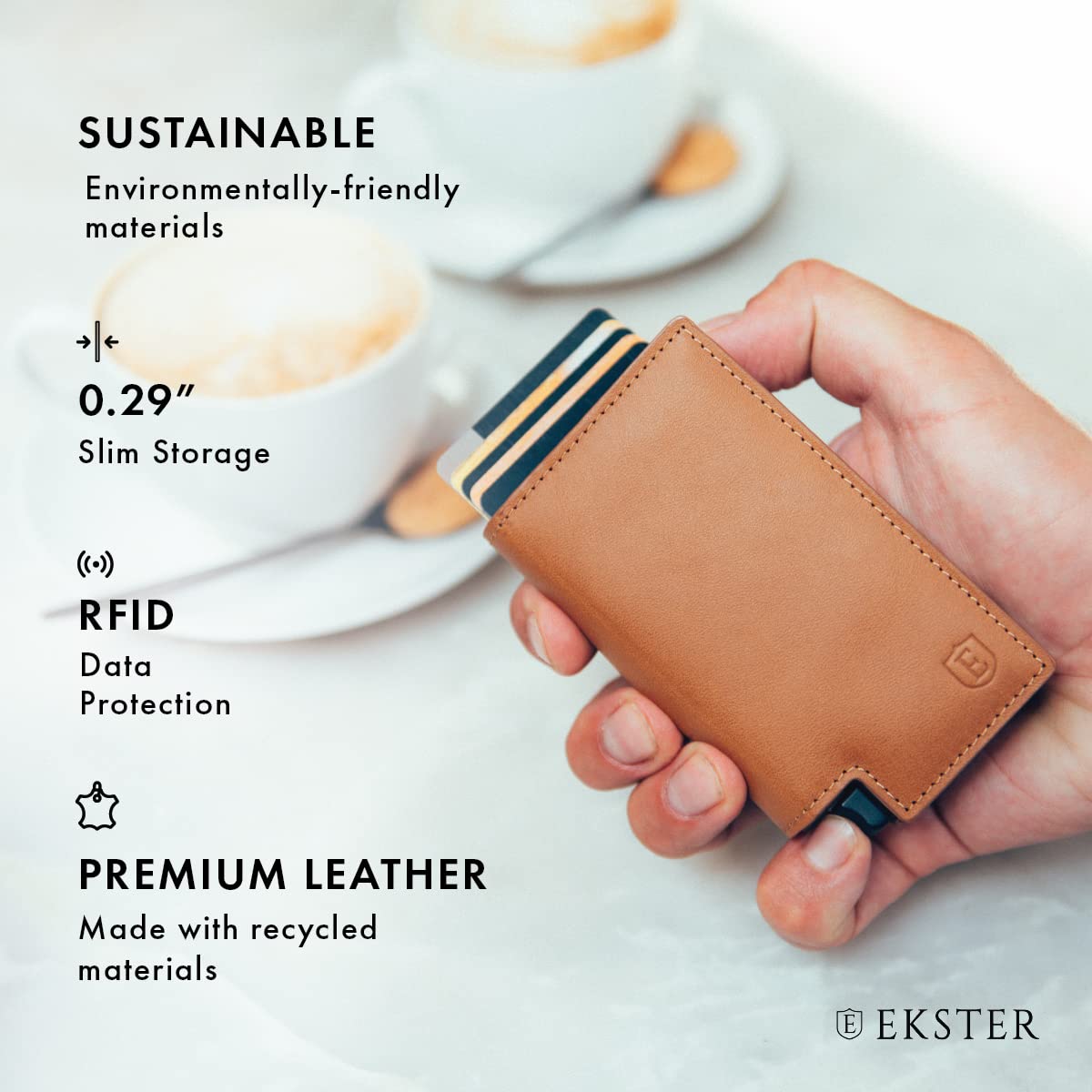 Ekster - Parliament Pop Up Minimalist Wallet for Men - Mens Wallets Leather - RFID Blocking Card Holder Wallet with Push Button and Card Ejection - Leather Wallet - Easy Access