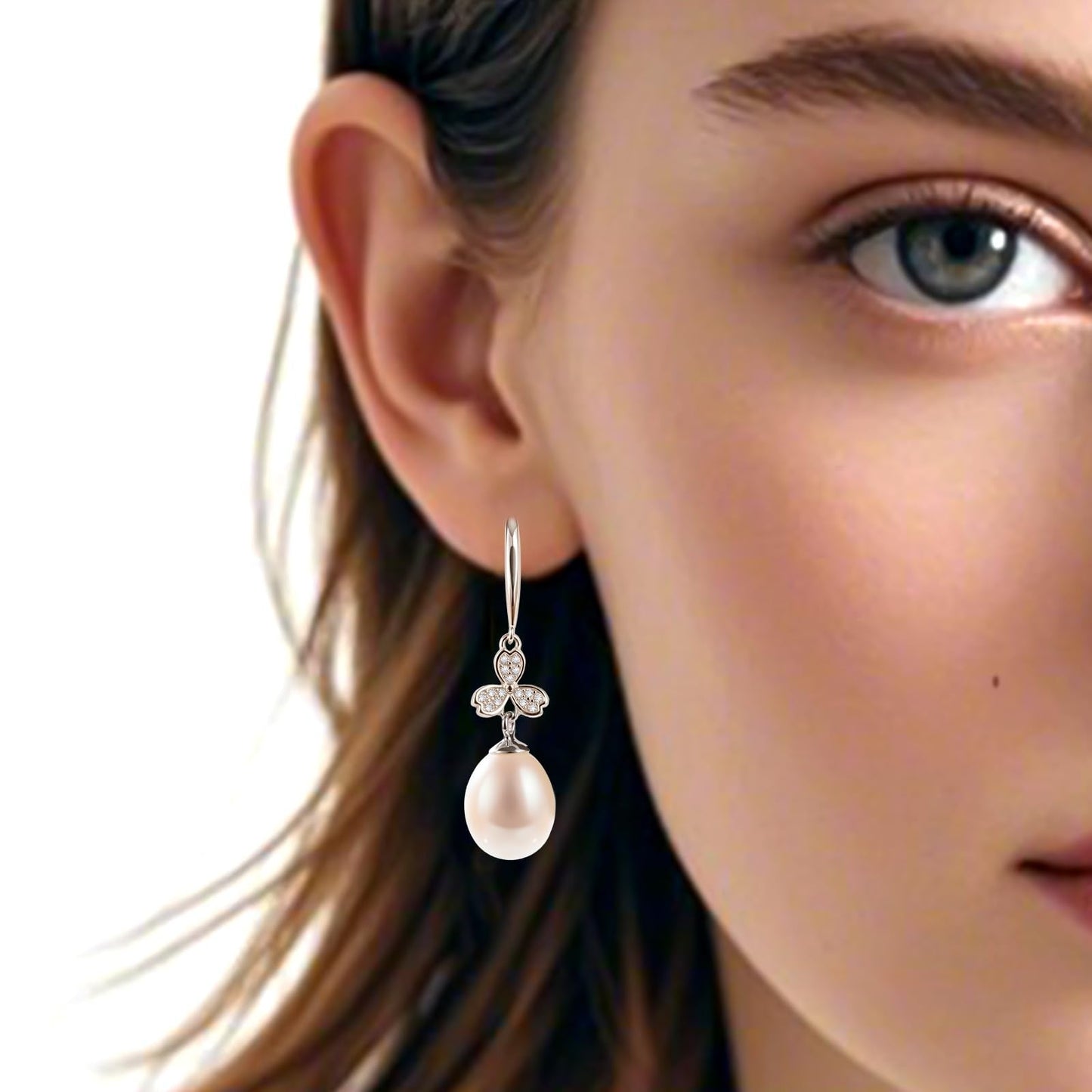 Pearl Drop Earrings for Women, Gold Plated & 925 Sterling Silver, Pink & White Dangle Earrings, Dainty Cute Elegant Bridal Wedding Gift for Her