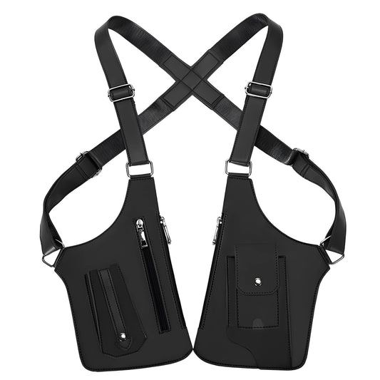 Pawbena Double Shoulder Armpit Bag for Men, Anti-Theft Underarm Shoulder Holster Bag with Adjustable Strap, Hidden Phone Wallet Pocket for Travel & Daily Commute (Black)