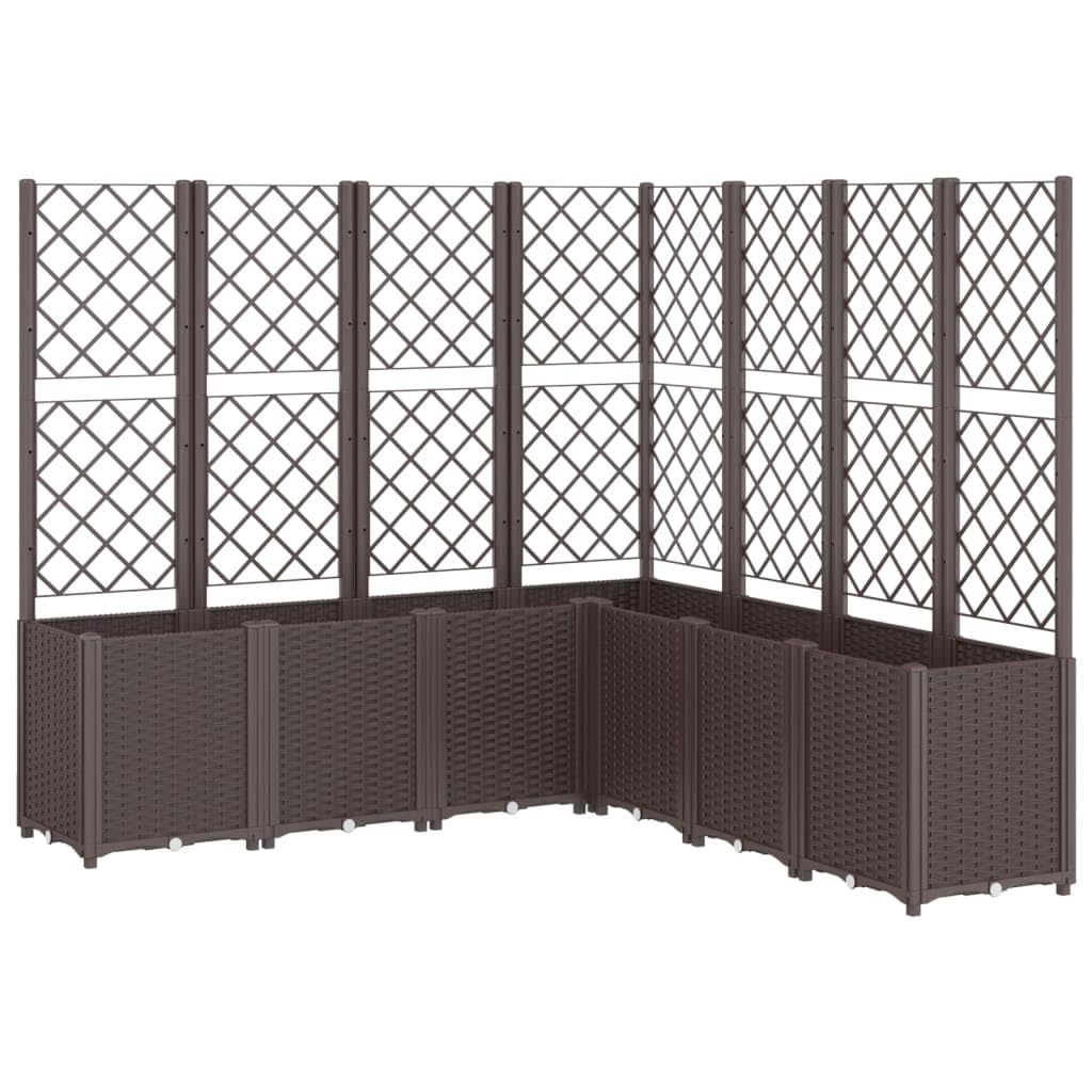 XHNIFBN Brown Modular Garden Planter with Trellis 63x63x55 in Outdoor Raised Beds Box UV Polypropylene for Balcony Patio Terrace