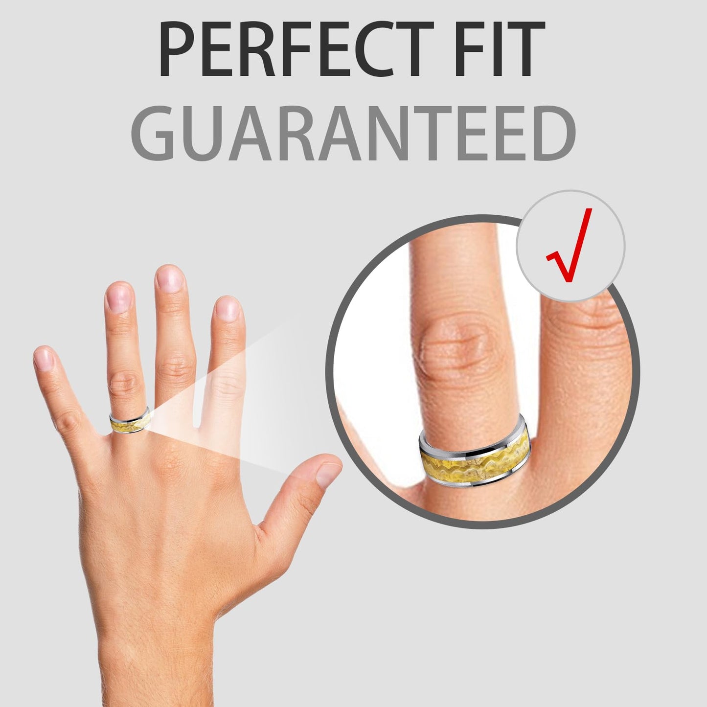 HJIMMNHONG New Carbon Fiber Fashion Rings Double Beveled Edge Delicate Polished Simple Stainless Steel Mens and Women Rings,8mm,Flowing-sand Gold, 8