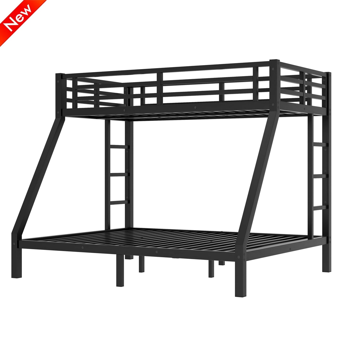 LEEKAF Stronger & Higher Quality Heavy Duty Bunk Bed Twin XL Over Queen Size Bunkbed, Thickened Safer More Stable Steel Metal Queen Bunk Bed (Faster Assembly) (Twin XL Over Queen)