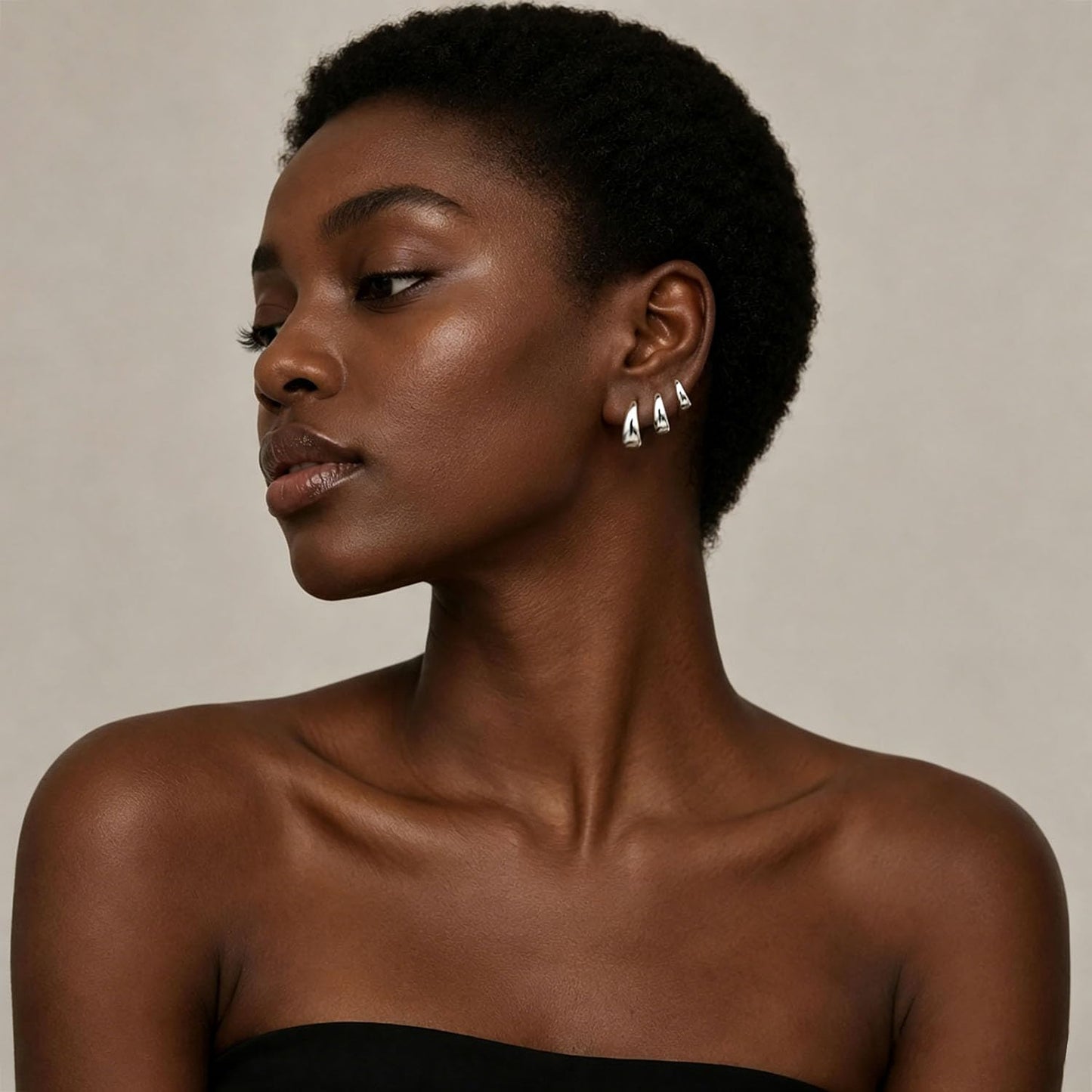 3Pairs Sterling Silver Hoop Earrings Set for Women Trendy Huggie Dainty Earring Jewelry for Women Teens (Silver - 3 Pairs)