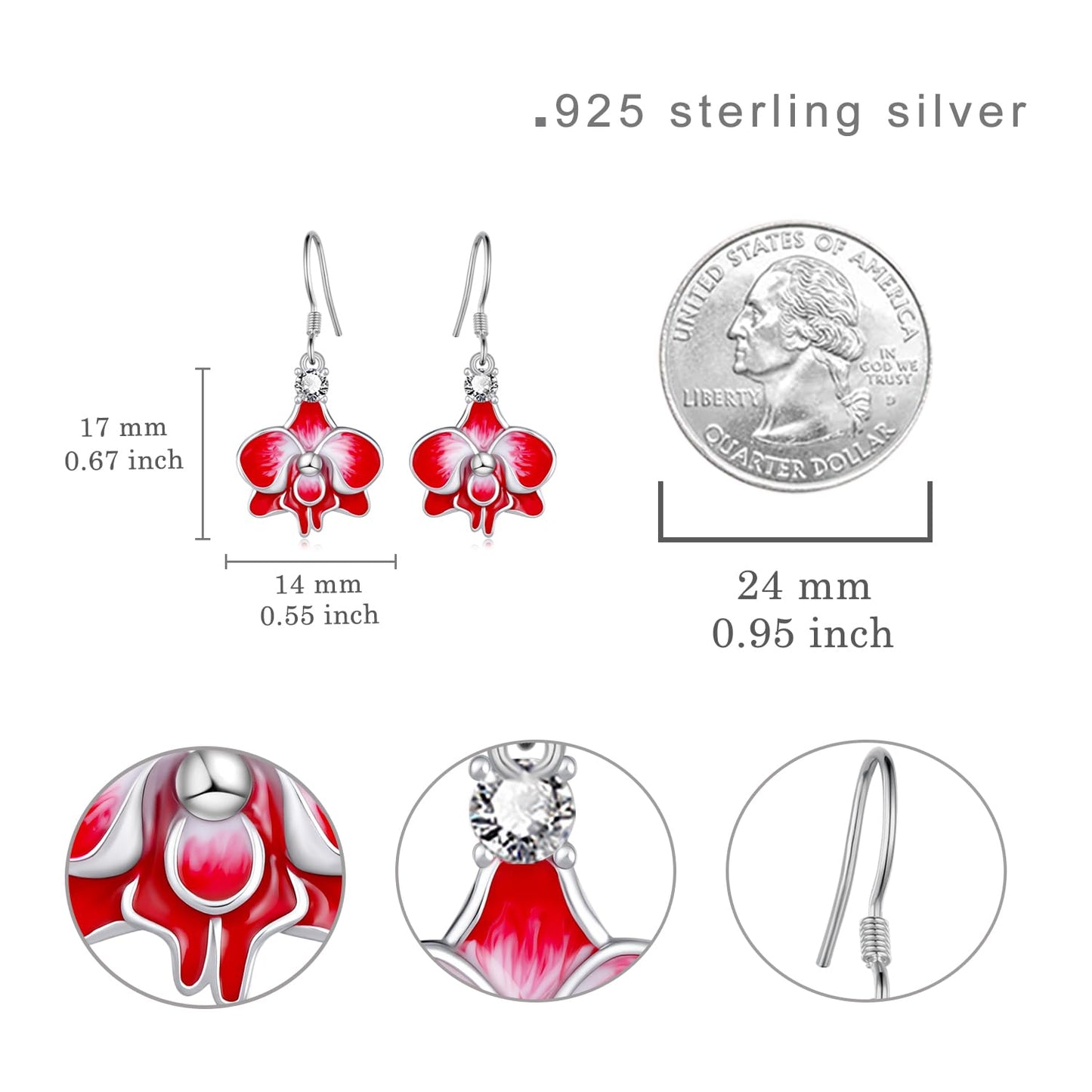 Orchid Earrings 925 Sterling Silver Flower Earrings Orchid Jewelry Gifts for Women