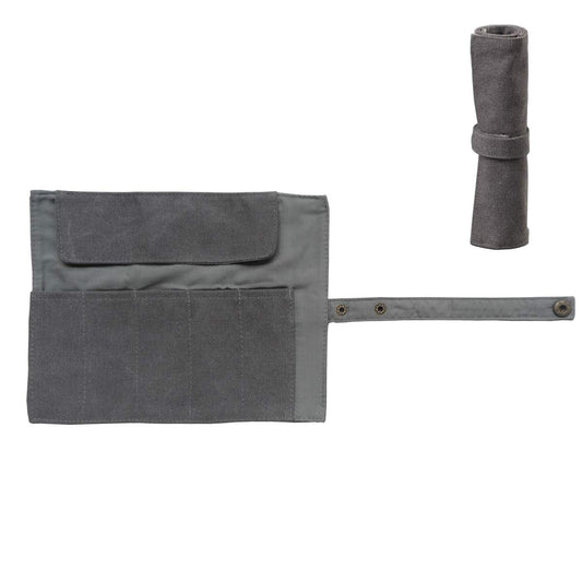 Enyuwlcm Canvas Stationery Handmade Rollup Pencil Case Travel Fountain Pen Organizer Bag Pencil Wrap Gray