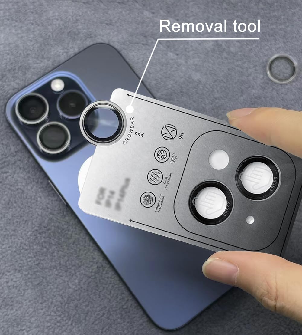 13 13 9H TENOC Camera Lens Protector for iPhone Pro & iPhone Pro Max, Tempered Glass Camera Screen Cover, Black Metal