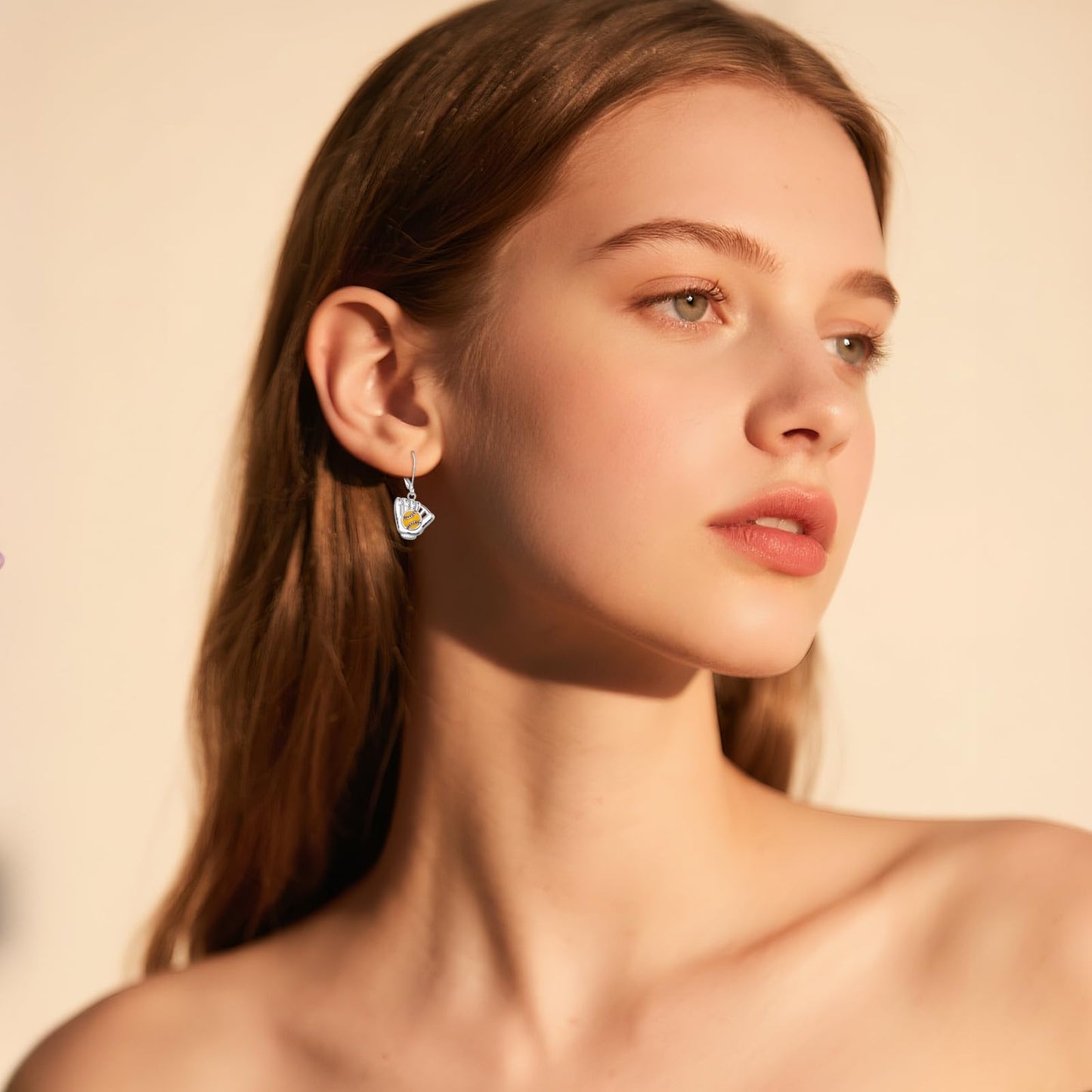 Softball Earrings for Women 925 Sterling Silver Softball Leverback Dangle Earrings Sports Jewelry Gifts