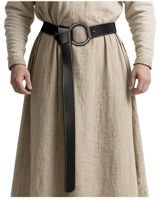 L'VOW Medieval Leather Belt Renaissance Pirate Viking Belt Women Men LARP Accessory, Black