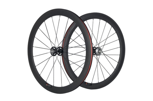 Queen Bike 50mm Carbon Fiber Track Wheel Matte Finish 3K Fixed Gear Wheelset with Cog