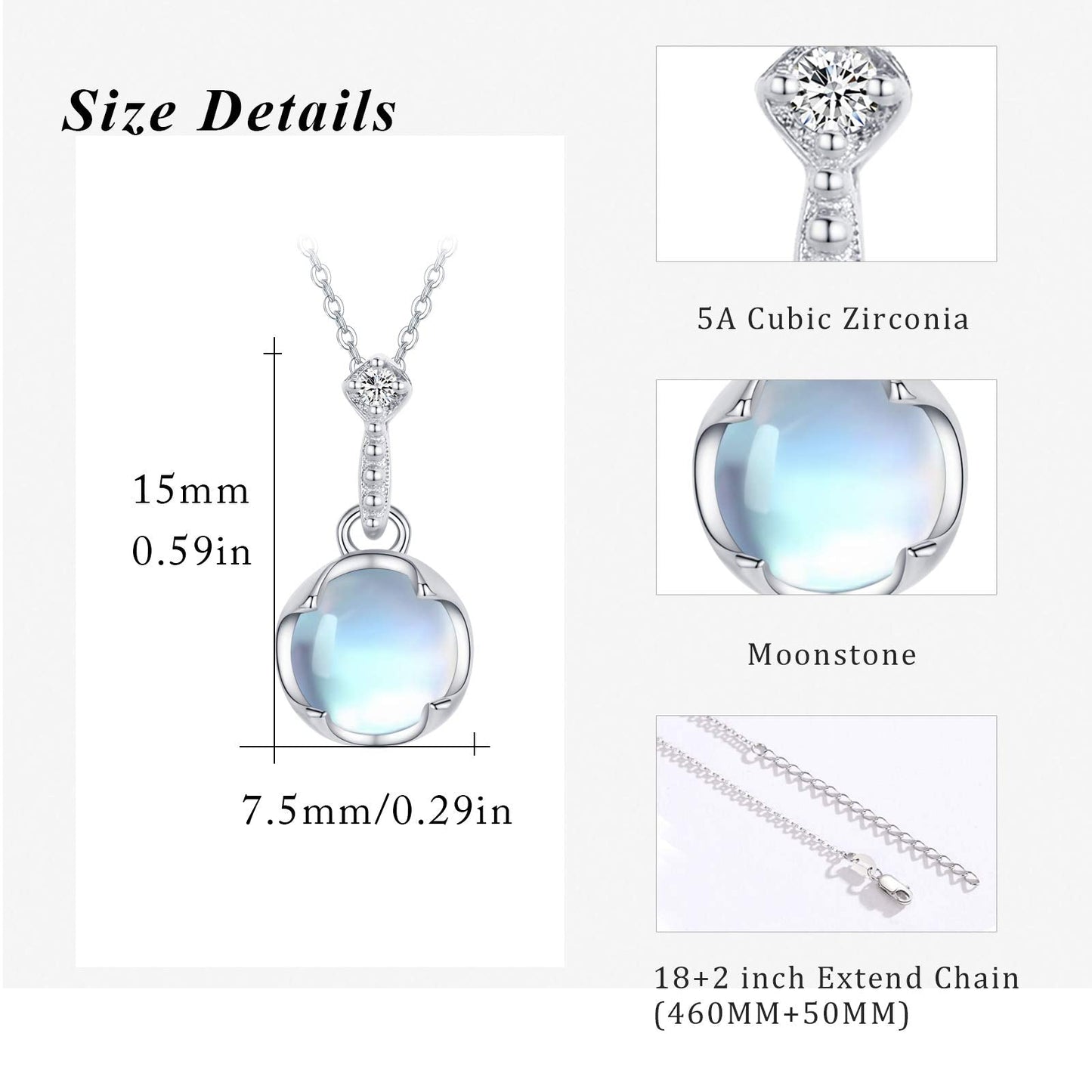 CUOKA MIRACLE 925 Sterling Silver Moonstone Choker Necklace for Women Simple Elegant Rainbow Synthetic Moonstone Jewelry Birthday Gift for Her Anniversary Birthday