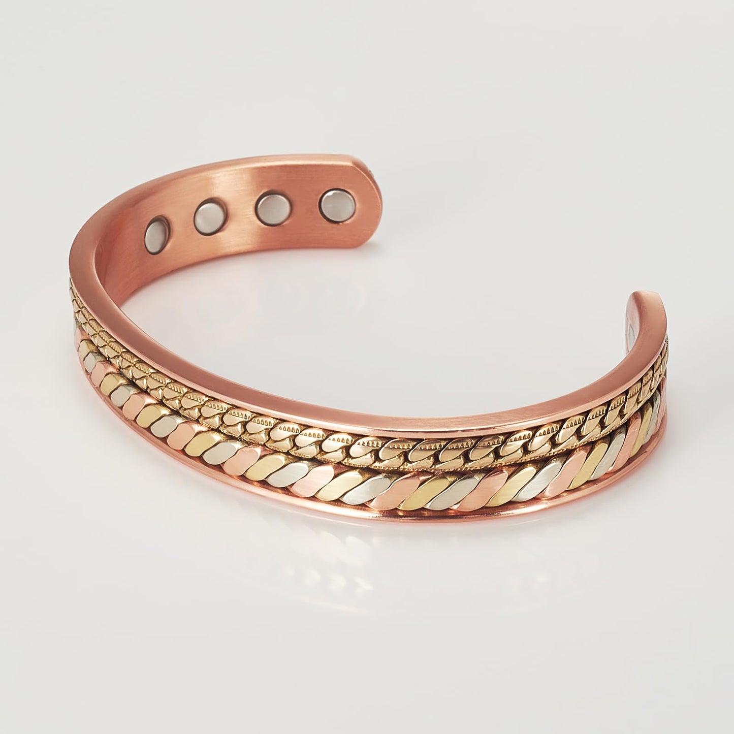 MagSølv Copper Magnetic Bracelets, 99% Pure Copper Bracelet for Men & Women with 3500 Gauss, Tricolor Gold Adjustable Jewelry
