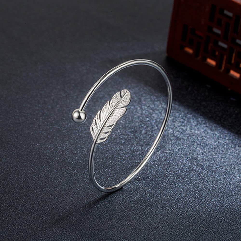 Sterling Silver Bracelets For Women 925 Sterling Silver Beads Bangle Bracelet Transfer Lucky Cuff Bracelet Adjustable Fashion Women Jewelry