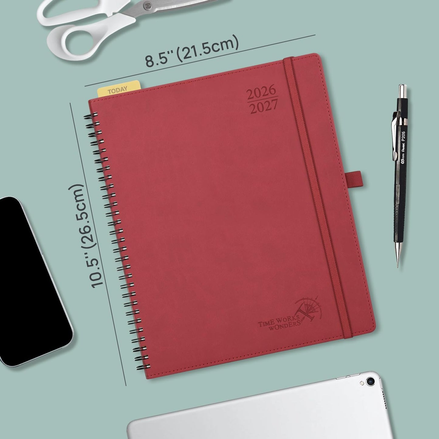 POPRUN Planner 2026-2027 (Large - 8.5'' x 10.5'') Academic Weekly Calendar (July 2026 - June 2027) with Hourly Time Slots, Monthly Tabs, 100GSM Thick Papers, Spiral Leather Cover - Blue