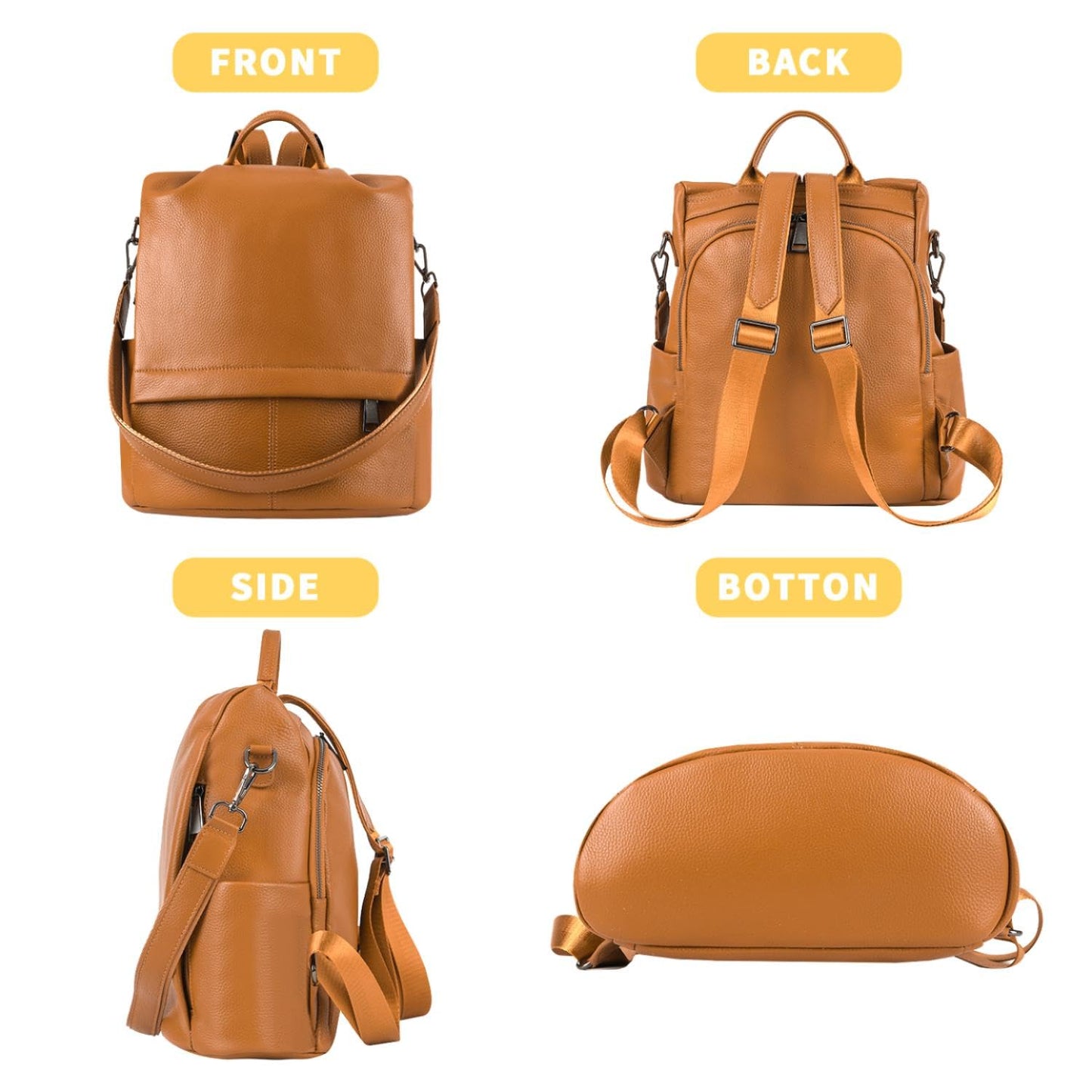 Wesccimo Genuine Leather Antitheft Backpack Purse For Women