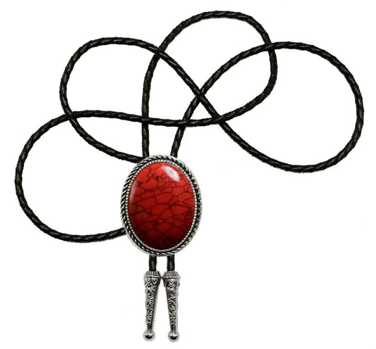 GURANSE Bolo tie With Natural Stone Stripes Round Cowboy Western Style Necktie More Color