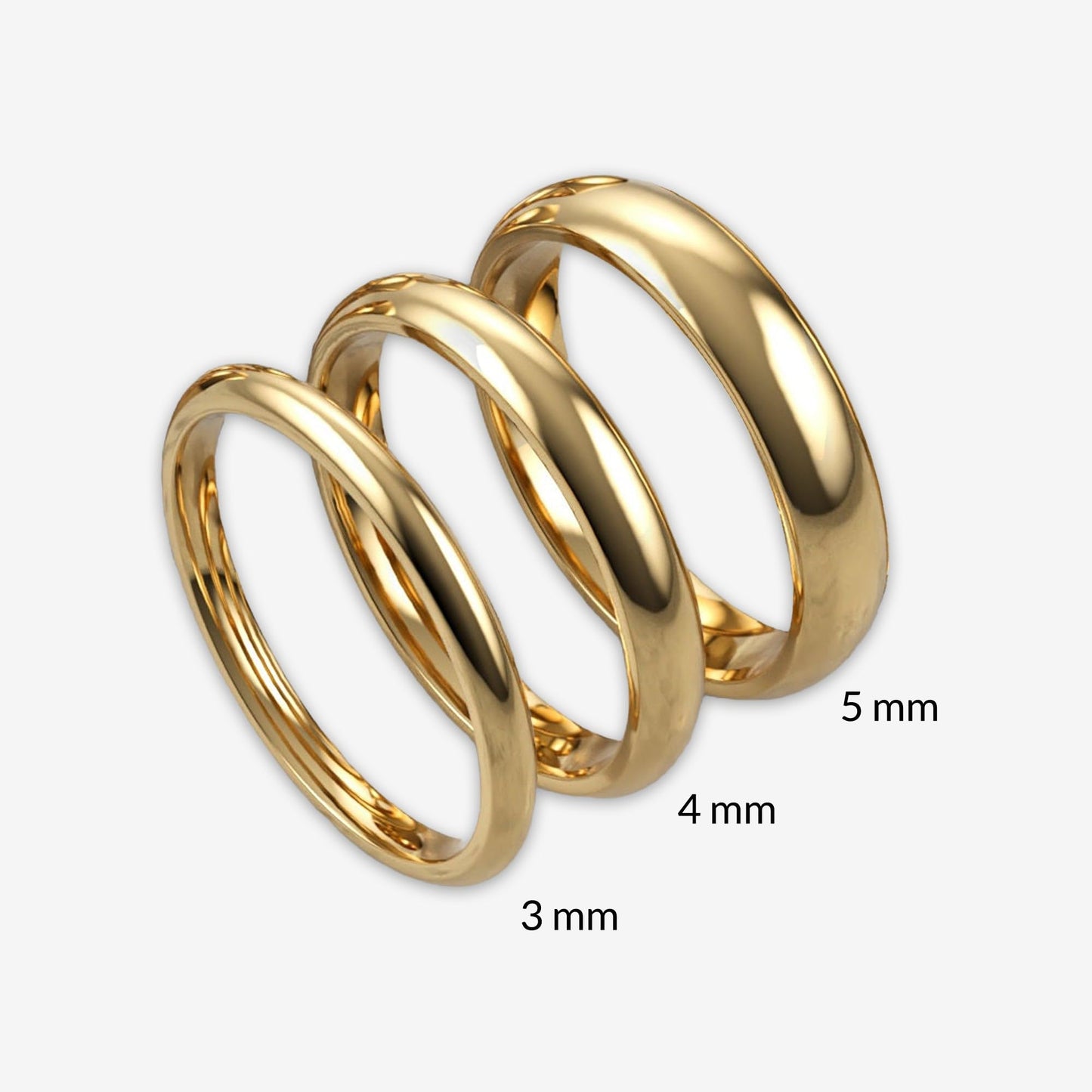 SHOP WGS 3mm 14K Solid Gold Wedding Band for Men & Women - Italian Real 14K Gold Plain Rings for Men - Solid Gold Wedding Bands Size 8