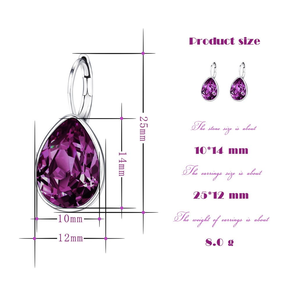 XUPING Jewelry Fashion Huggies Crystal Earring for Women (Dark Purple)