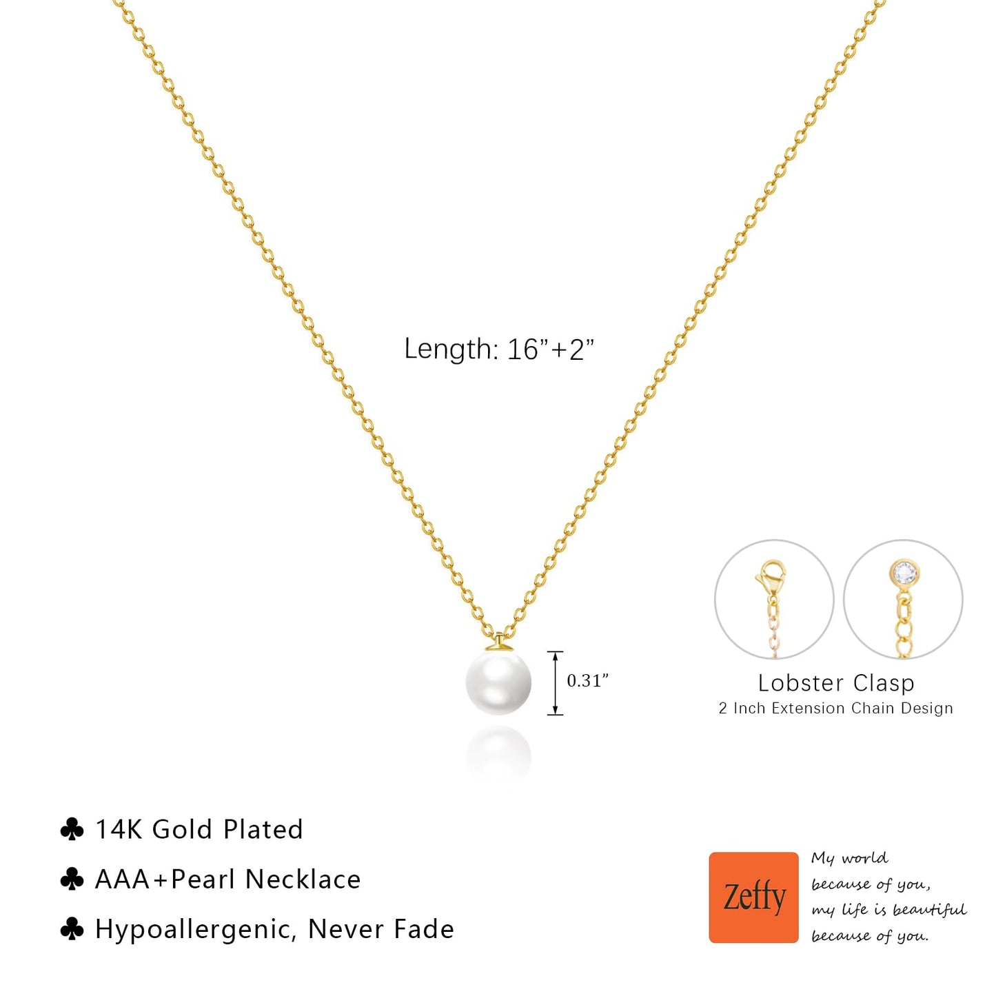 Zeffy Dainty Single Pearl Necklace Simple Pearls Pendant Choker for Women Trendy Gold Necklace Jewelry Gifts