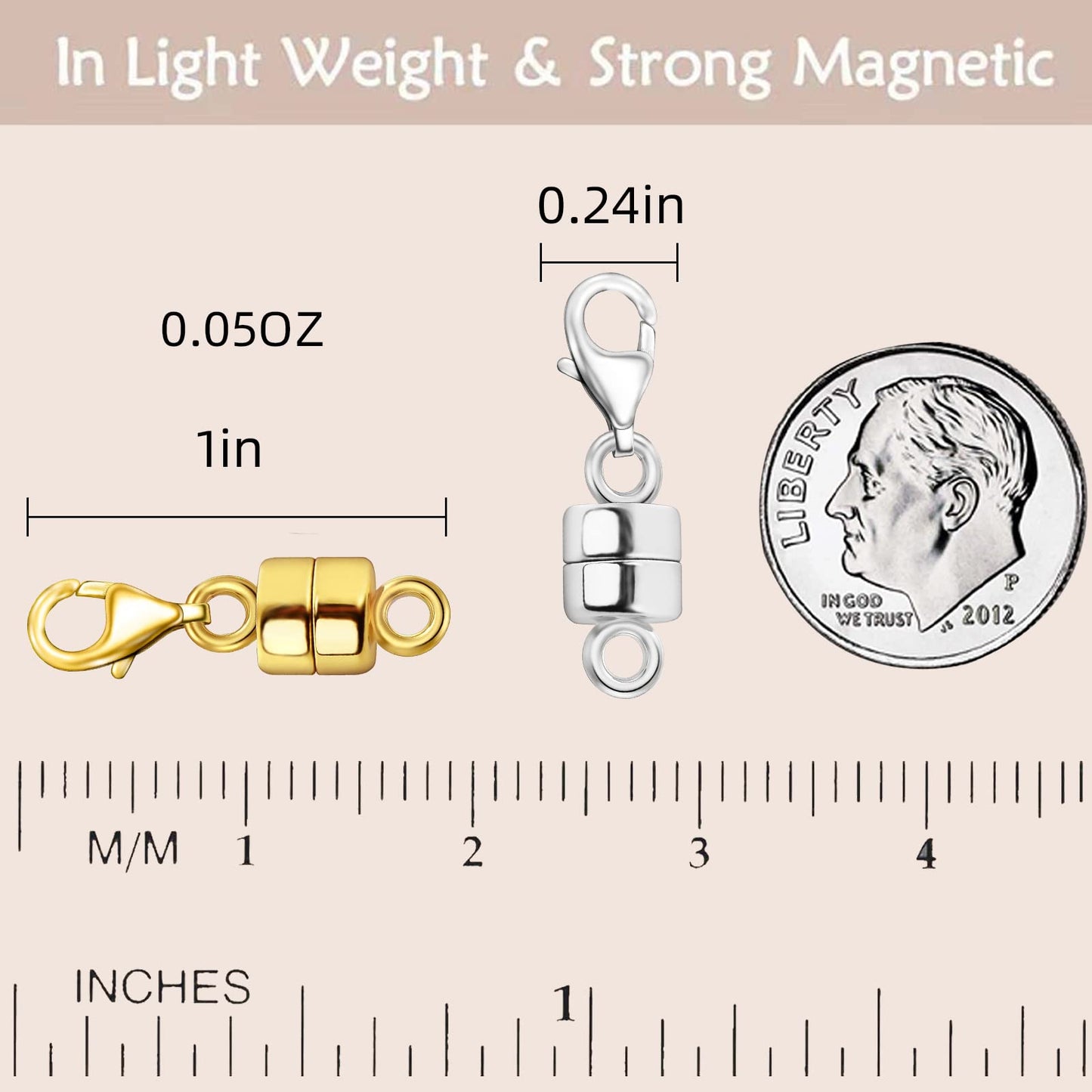 OHINGLT Magnetic Necklace Clasp Extra Strong, Silver Plated Magnet Jewelry Clasps Converters for Bracelet Necklaces Chain