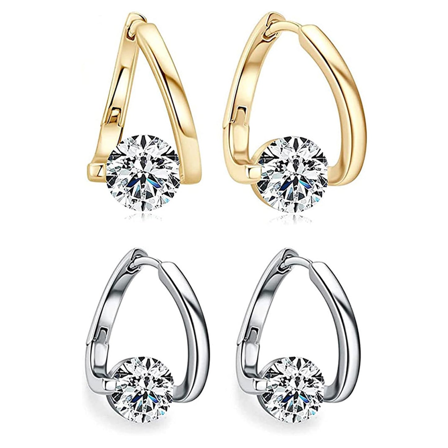 Histone Lymphvity Slimming Earrings for Weight Loss Women 2 Pairs Flysmus Drainage Germanium Earrings Minimalist CZ Hoop Earrings Charm Jewelry Gift(AC)
