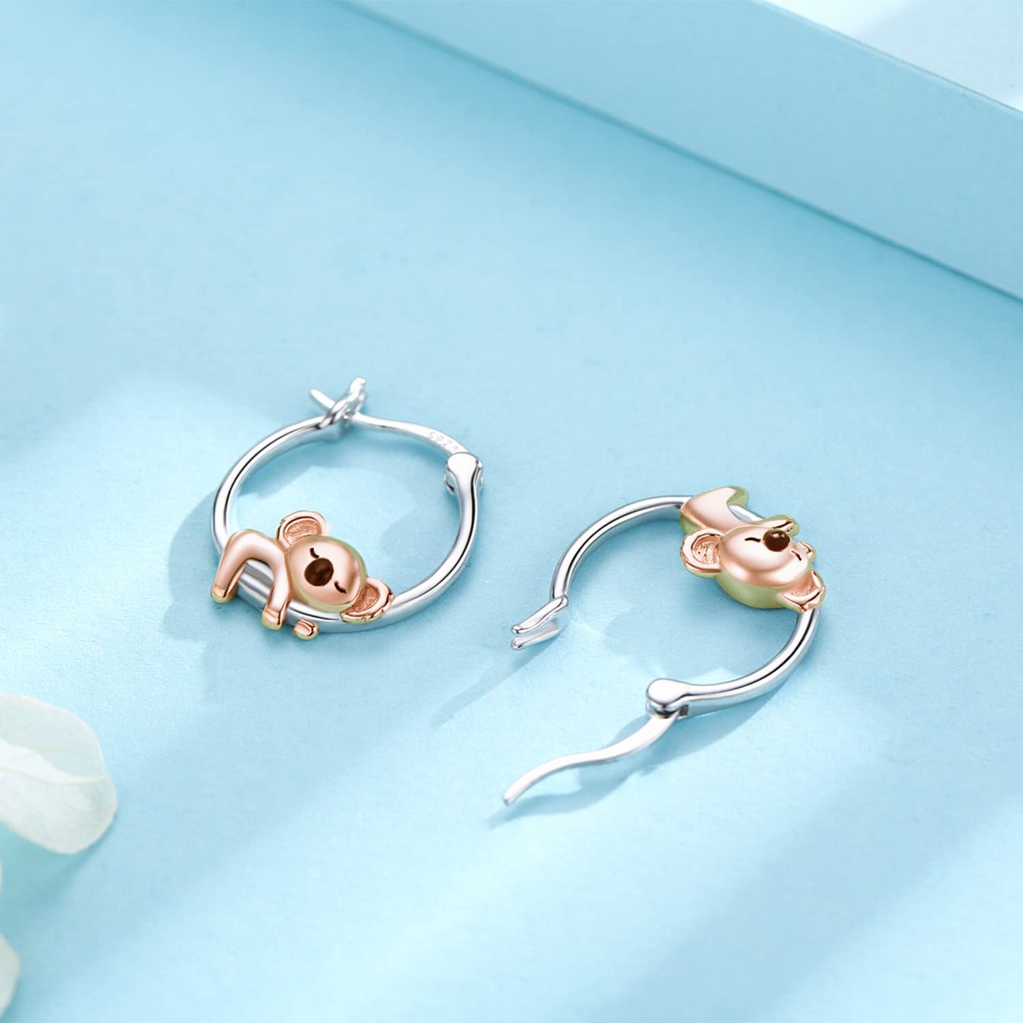 Koala Hoop Earrings for Women Sterling Silver Small Animal Huggie Hoop Earrings for Sensitive Ears Koala Jewelry Gifts for Daughter