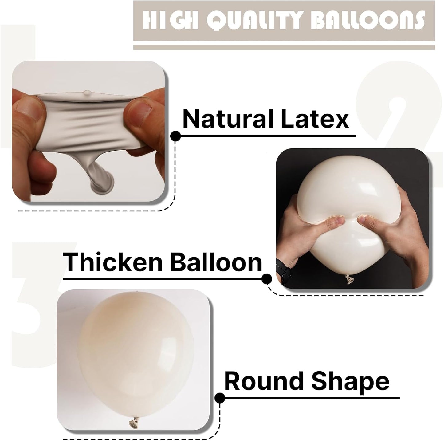 PartyWoo White Sand Balloons - 50 Pcs 5-Inch Mini Beige & Cream Latex Balloons for Weddings & Celebrations