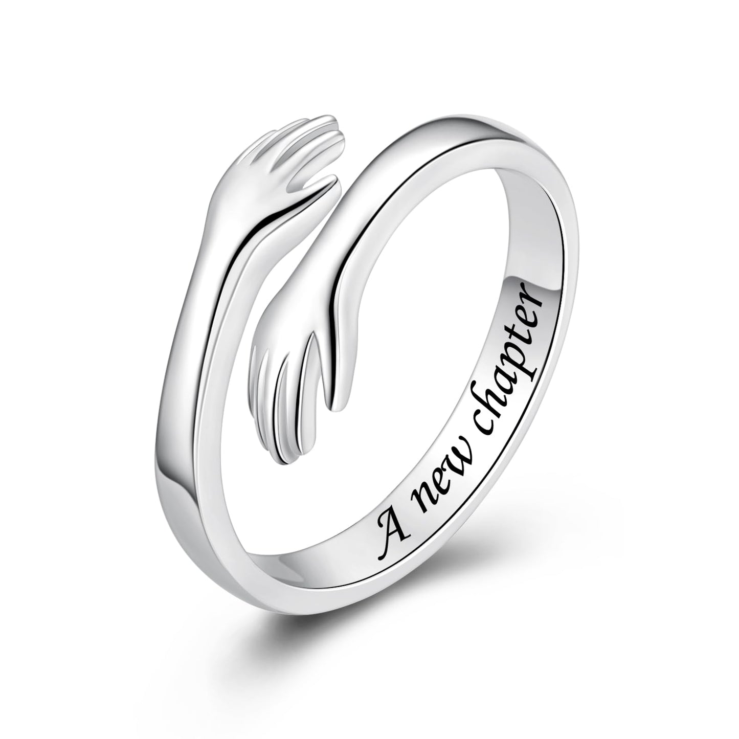 ACJFA Hug Rings for Women Sterling Silver Adjustable Ring Thumb Ring Birthday Mother Gifts Jewelry(A new chapter)