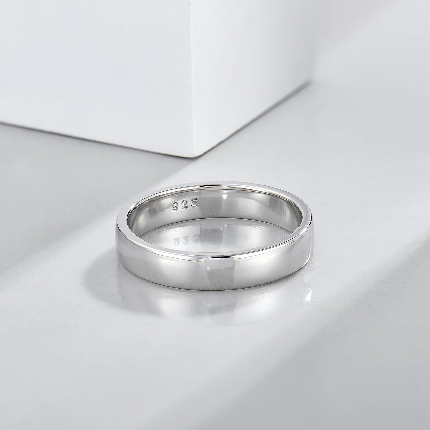 STARCHENIE Solid 925 Sterling Silver 5mm Wedding Band Ring, Comfort Fit High Polish, for Men and Women (Size 8)