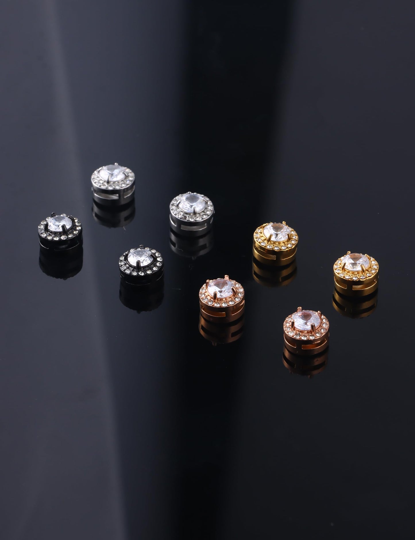 4 Pairs Magnetic Earrings for Men - Stainless Steel Clip on Earring Set Fake Earring Non-piercing CZ Hypoallergenic Magnet Earring for Women Men
