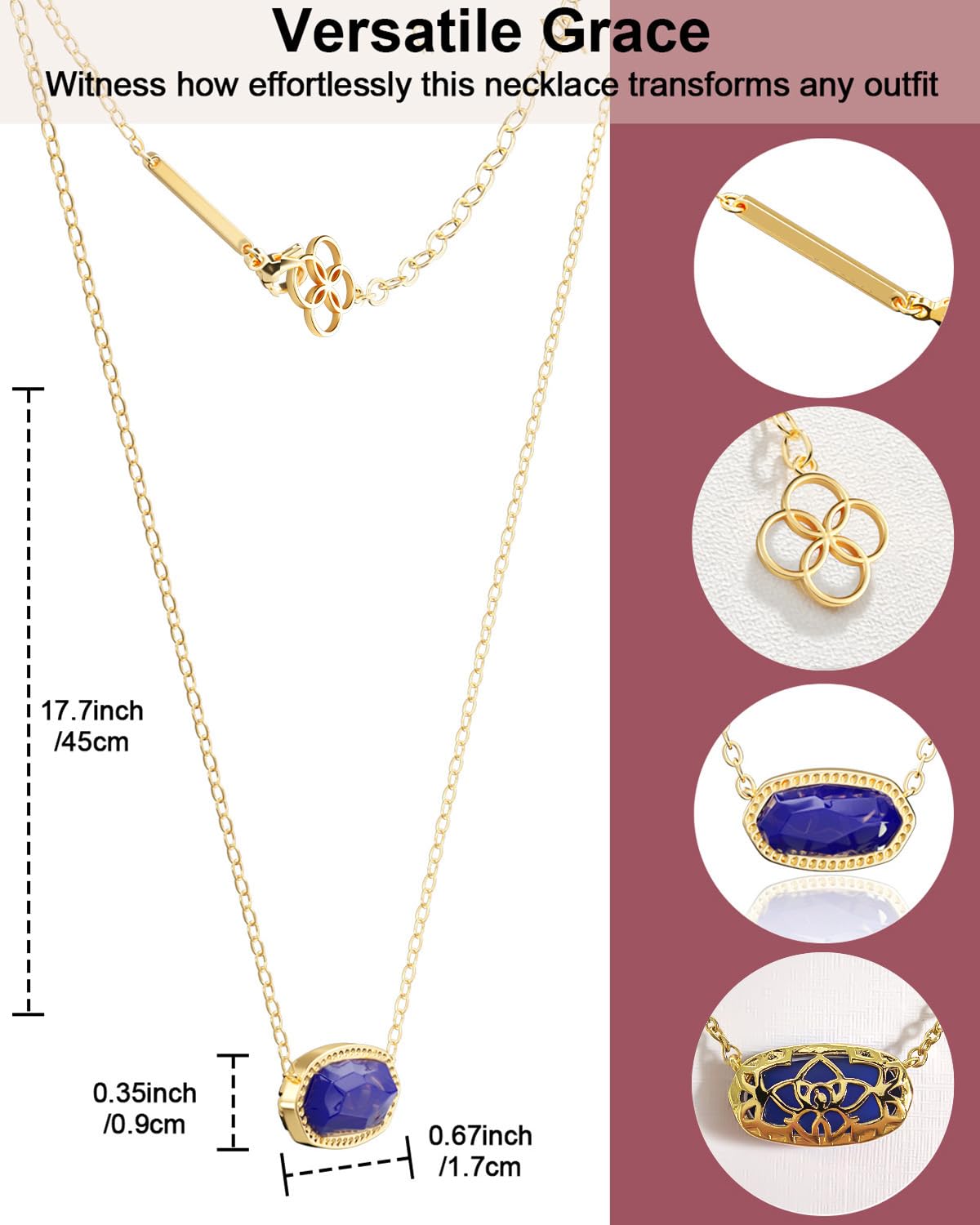 AICase 18K Gold Plated Pendant Necklace for Women,Fashion Jewelry,Anniversary Birthday Gifts for Women/MoM/Sister/Friends/Her/Wife/Grandma/Coworker Mother's Day gifts for MoM_Blue