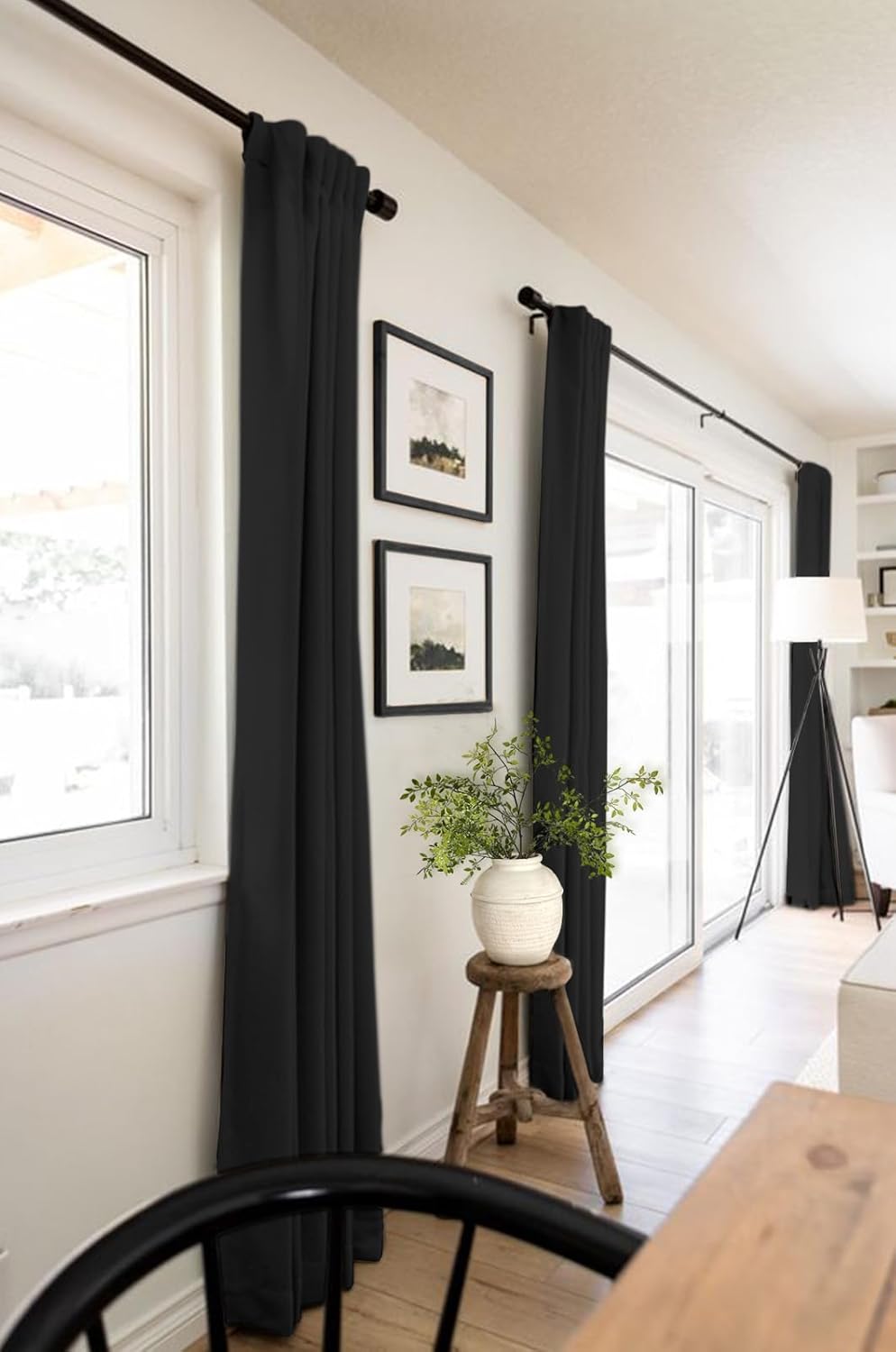 Skiennix Blackout Curtains - 100% Blackout Thermal Insulated Drapes | 72" Long, 50" W, Black, 2 Panels Set