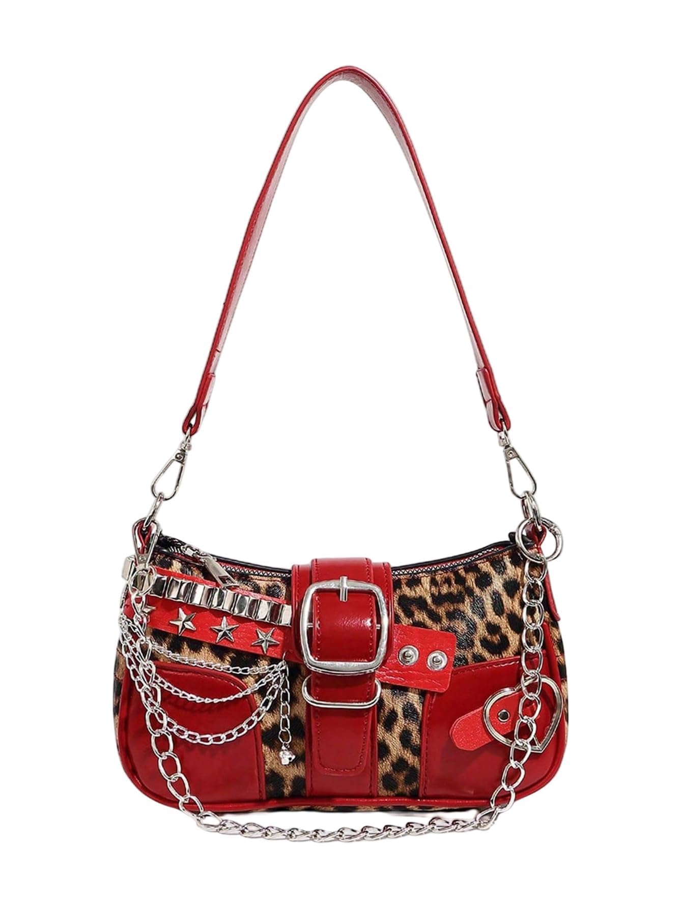 Verdusa Women's Y2k Star Embroidery Shoulder Bag Mini Chain Hobo Handbag Purses