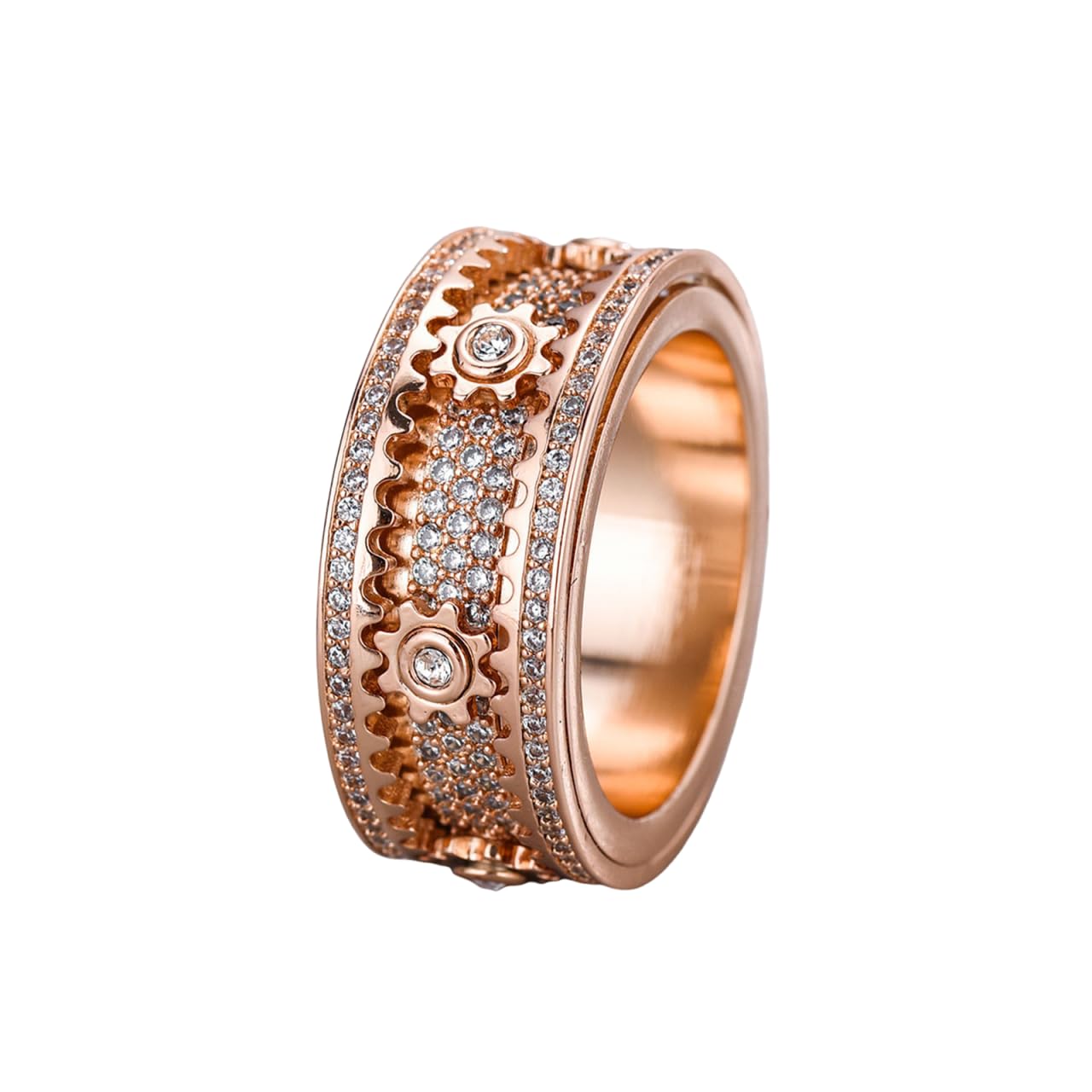 Xarewx Mindfulness Rings for Women, Fidget Ring, Adjustable Anti-Anxiety Fidget Rings, Menopause and Stress Ring, Calm & Everyday Wear (Rose Gold, 8)