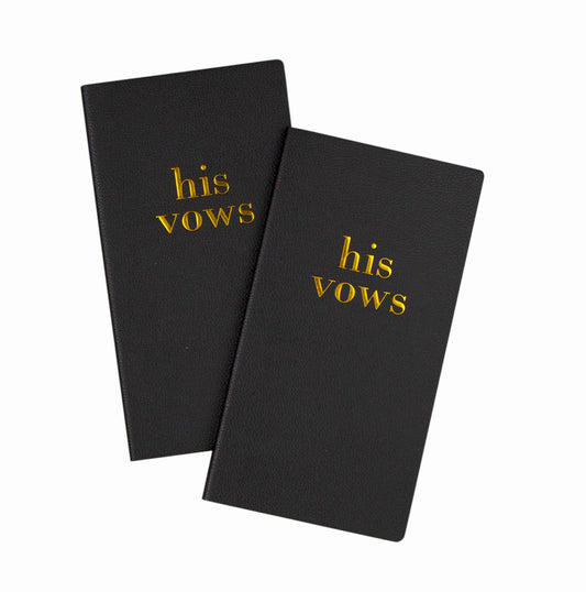 Pretty Robes LGBTQ Premium Leather Vow Books His and His Booklet - Wedding Stuff & Essentials for LGBTQ Wedding - Ideal Gift, Must Have Wedding Planning Books - Keepsafe Gay Couple (Black/Black)