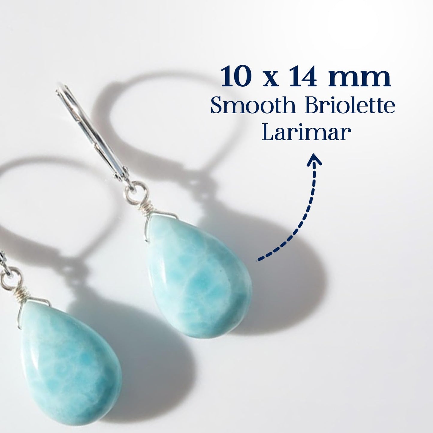 GemInspire Natural Larimar Teardrop Dangle Earrings for Women, Leverback Pear Shaped Gemstone, 925 Sterling Silver Leverback, Handmade Lightweight Jewelry Gift