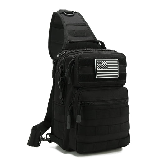 GAZJYUSP Tactical travel sling bag Molle Crossbody bag Small tactical concealed carry bag Over the shoulder bag Daypack Range Bag Shoulder pack Hunting chest Bag (Black)
