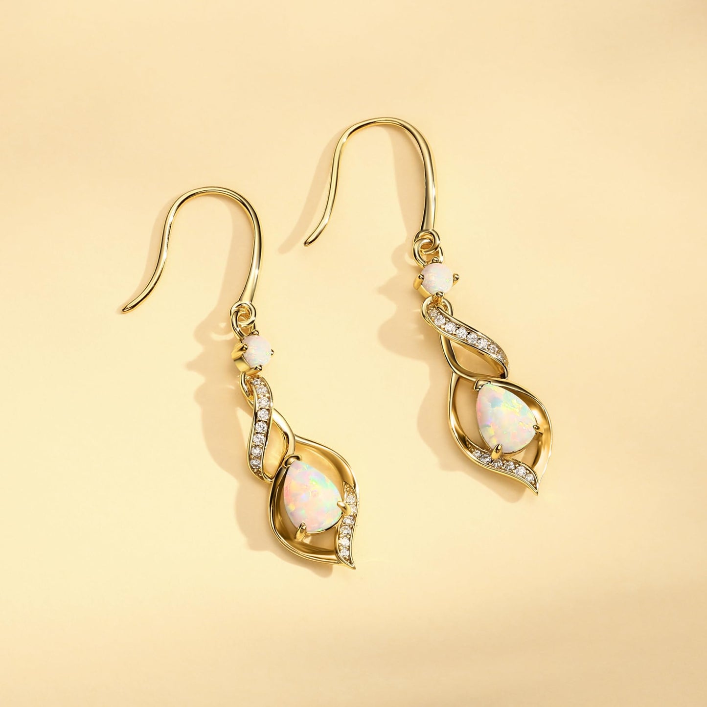 FANCIME 14K Gold Plated October Birthstone Dangle Earrings for Women Teardrop Opal Earrings S925 Sterling Silver infinity Love Birthday Gifts for Mom Women