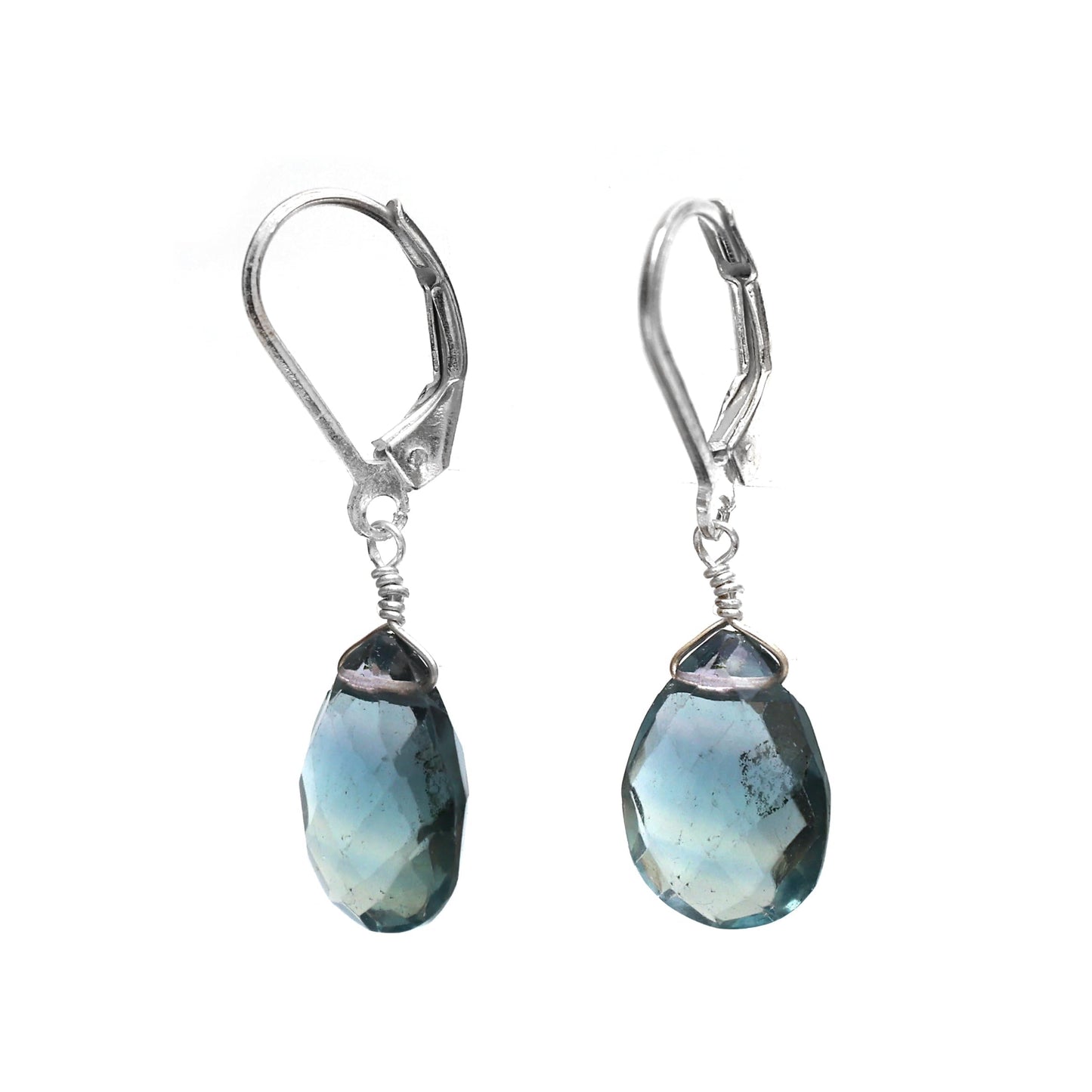 GemInspire Green Fluorite Teardrop Dangling Earrings for Women Lightweight Crystal Jewelry 925 Sterling Silver Leverback Gemstone Earrings the Best Women Gifts