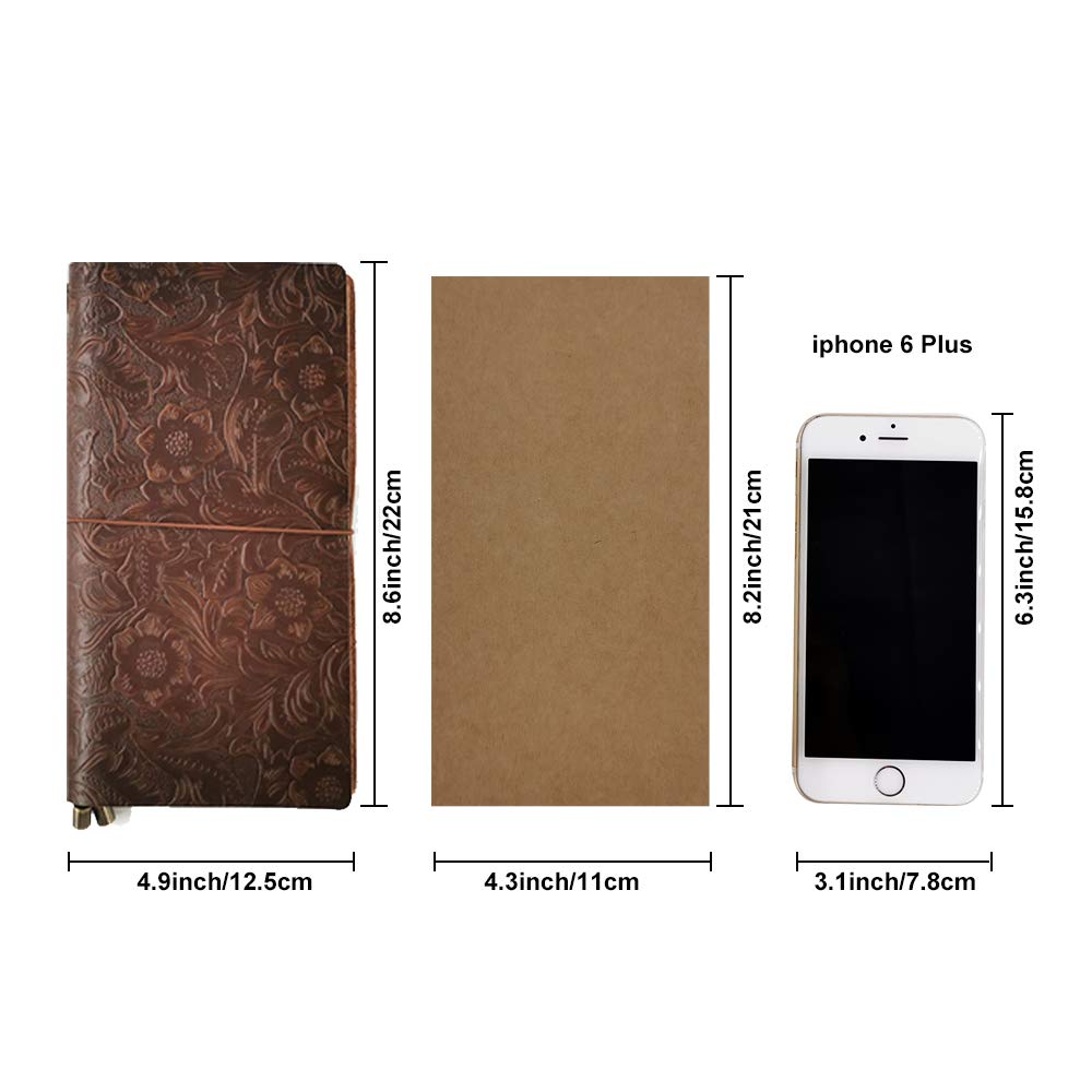 aoaoway Refillable Leather Journal, Handmade Coffee Leather Notebook with Bookmark for Men & Women, Vintage Notepad Sketchbook Perfect for Writing, Gifts, Travelers (Coffee, Standard)