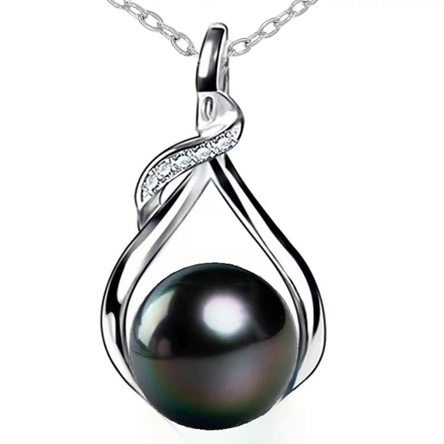Gift for Wife Women Tahitian Black Pearl Necklace Colorful S925 Sterling Silver Anniversary Birthday Wedding Mother's Day Gift for Wife Lady Mom Girlfriend Daughter Adjustable Chain