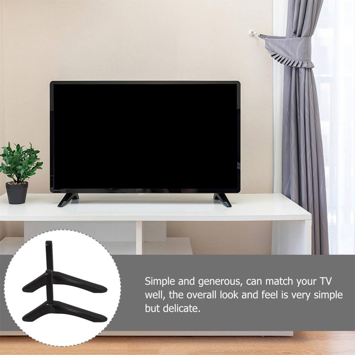 Kisangel Universal Aluminum TV Stand Legs Pair, No-Drill Stable TV Bracket for Small Bedroom Televisions, Heavy-Duty