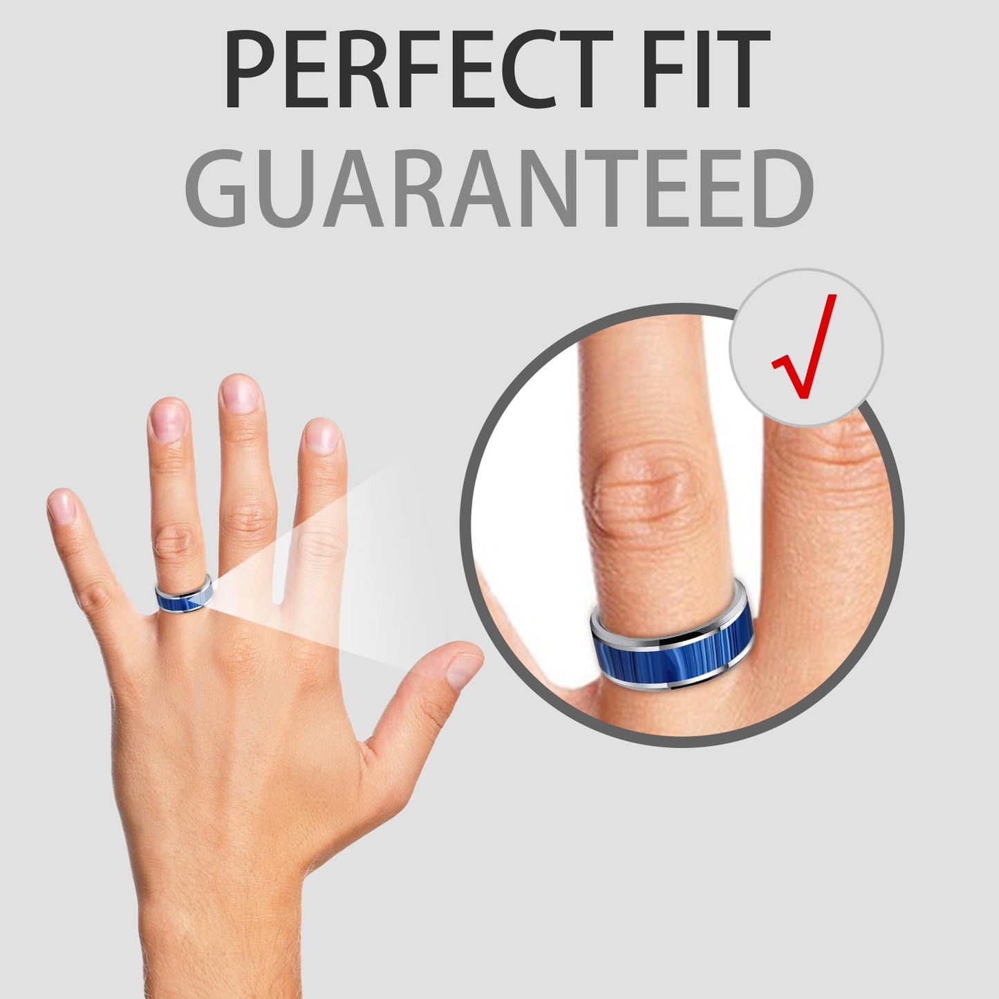 HJIMMNHONG New Carbon Fiber Fashion Rings Double Beveled Edge Delicate Polished Simple Stainless Steel Mens and Women Rings,8mm,Size Available (Peacock Blue, 11)