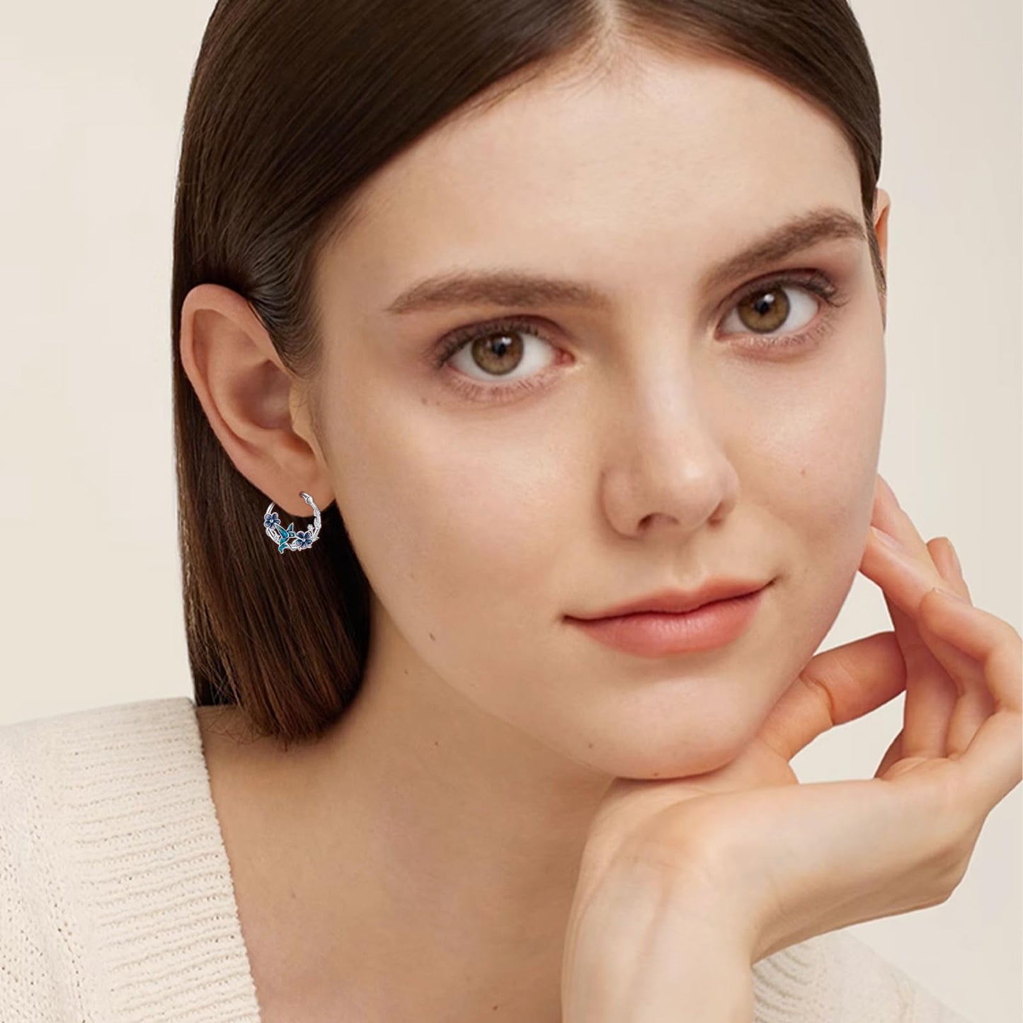 JUSTKIDSTOY Hummingbird Earrings for Women Girls 925 Sterling Silver Bird Flower Hoop Earrings Jewelry Hummingbird Graduation Gifts for Daughter Her