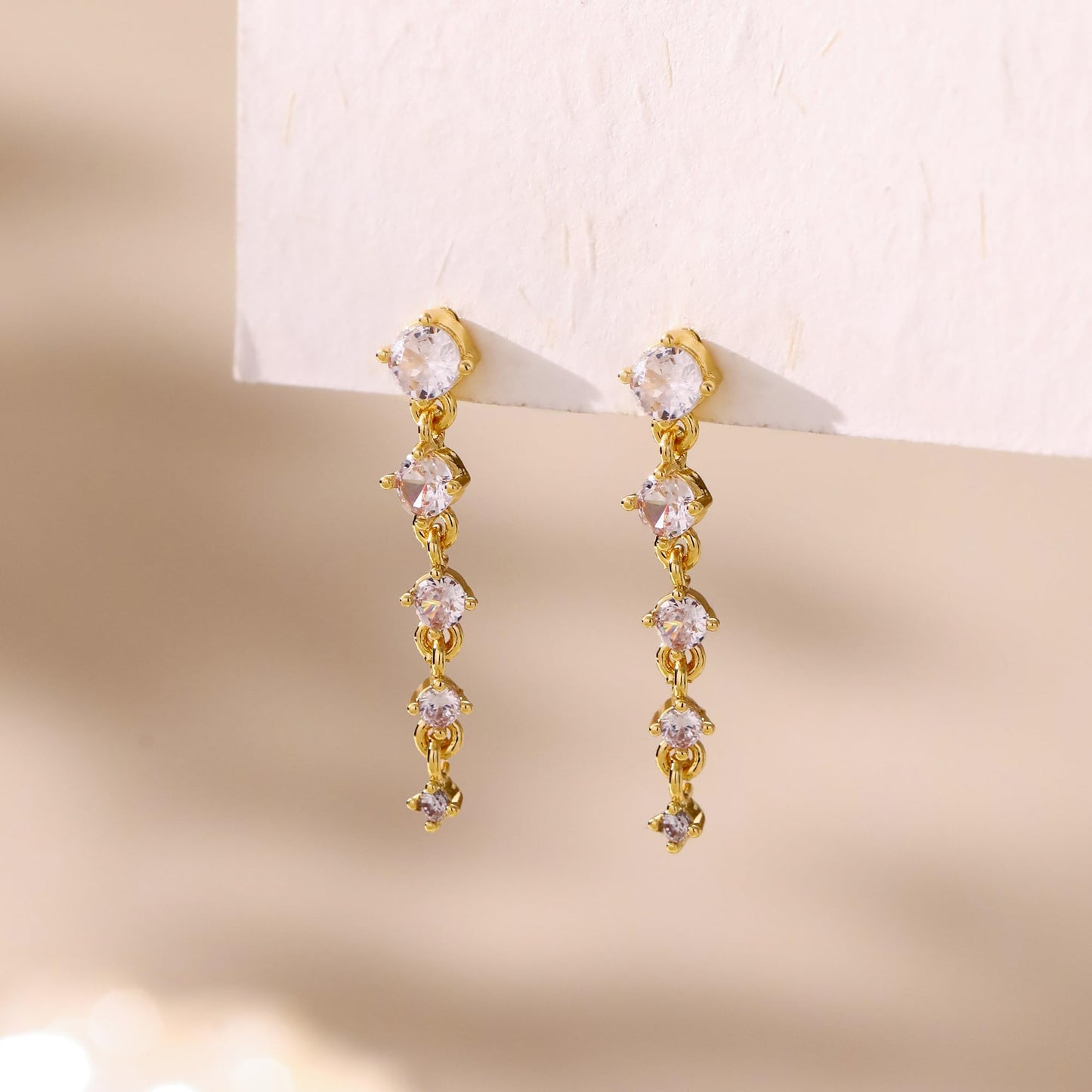 Solistra Gold Dangle Earrings for Women Trendy Diamond Drop Earring Hypoallergenic Earrings for Women Wedding Jewelry Valentines Day Gifts for Her