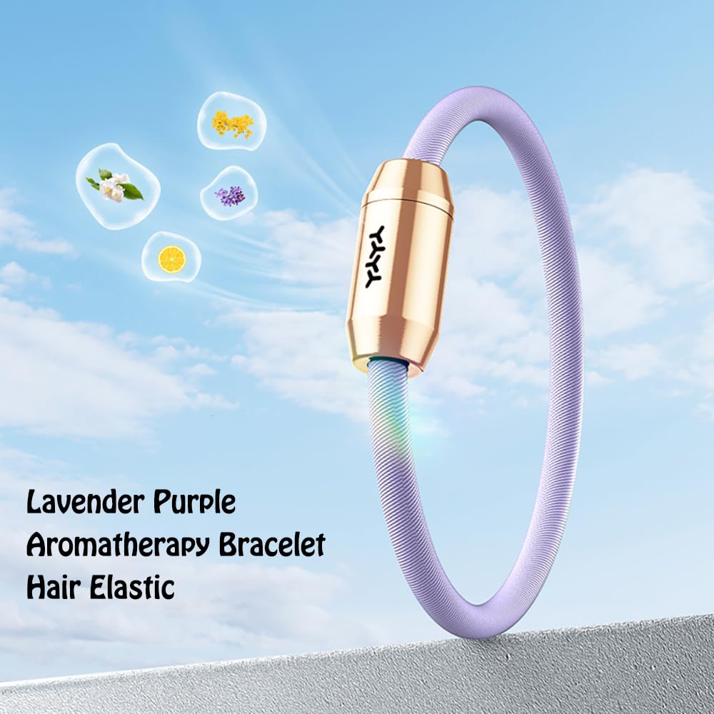 YOLAXGA Essential Oil Diffuser Bracelet & Hair Tie - Portable Brass Aromatherapy Locket for Relaxation & Anxiety Relief - Wellness Gift for Men & Women (Includes 10 Refill Sticks)-Yellow&Blue