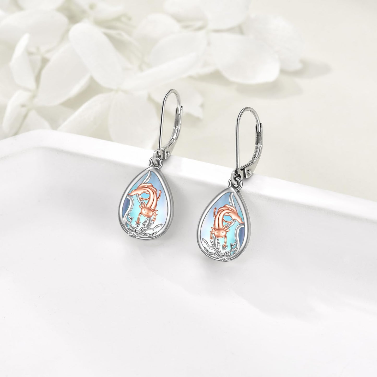 YFN Axolotl Earrings for Women Axolotl Drop Earrings Sterling Silver Mexican Salamander Earring Cute Animal Jewelry Charm