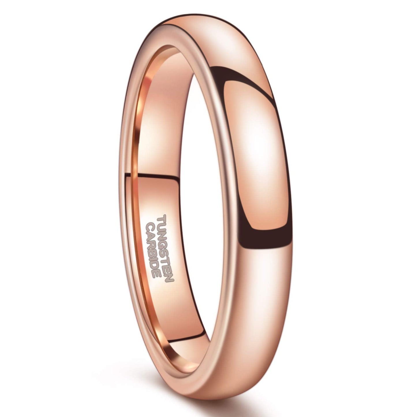 Greenpod 4mm Tungsten Rings for Women High Polished Plain Dome Rose Gold Plated Classic Wedding Band Comfort Fit Size 5.5