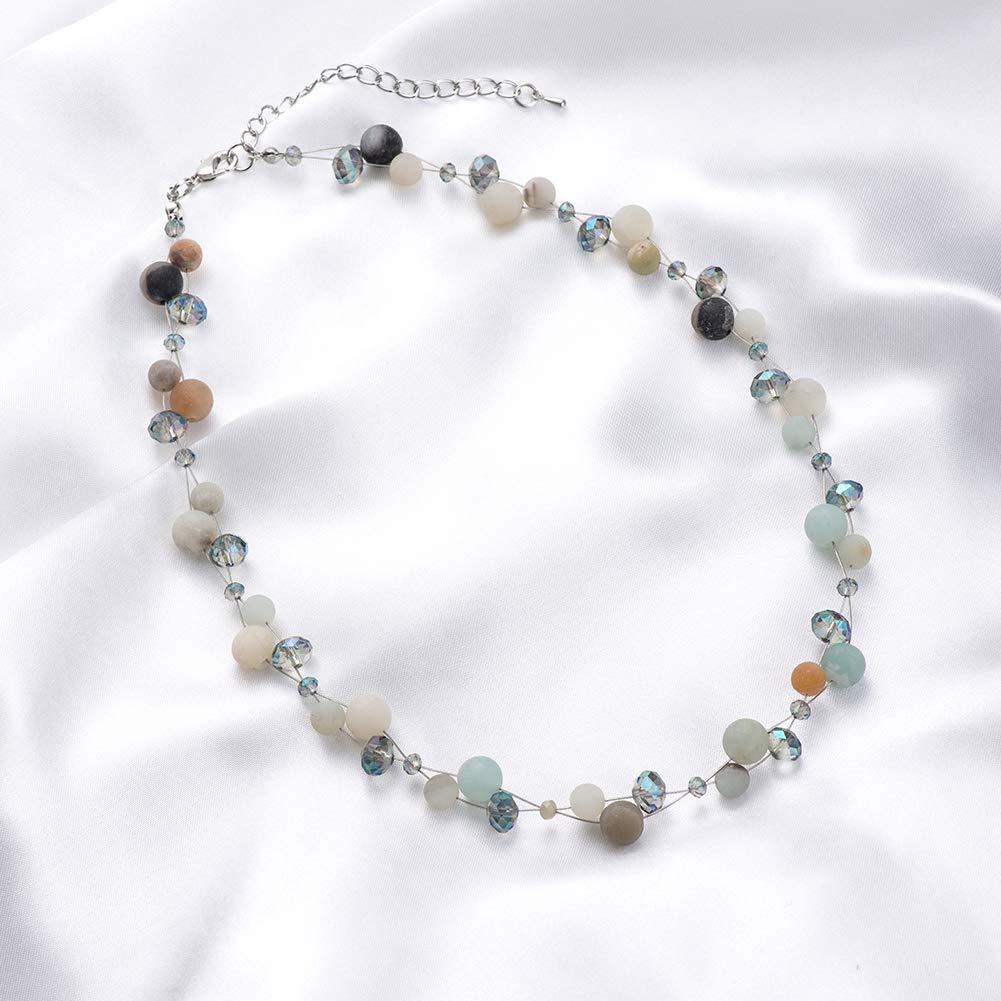 Short Beaded Turquoise Necklace For Women - Fashion Jewelry with Pearl and Crystal Bead, Birthday Gifts For Women (27-Green)